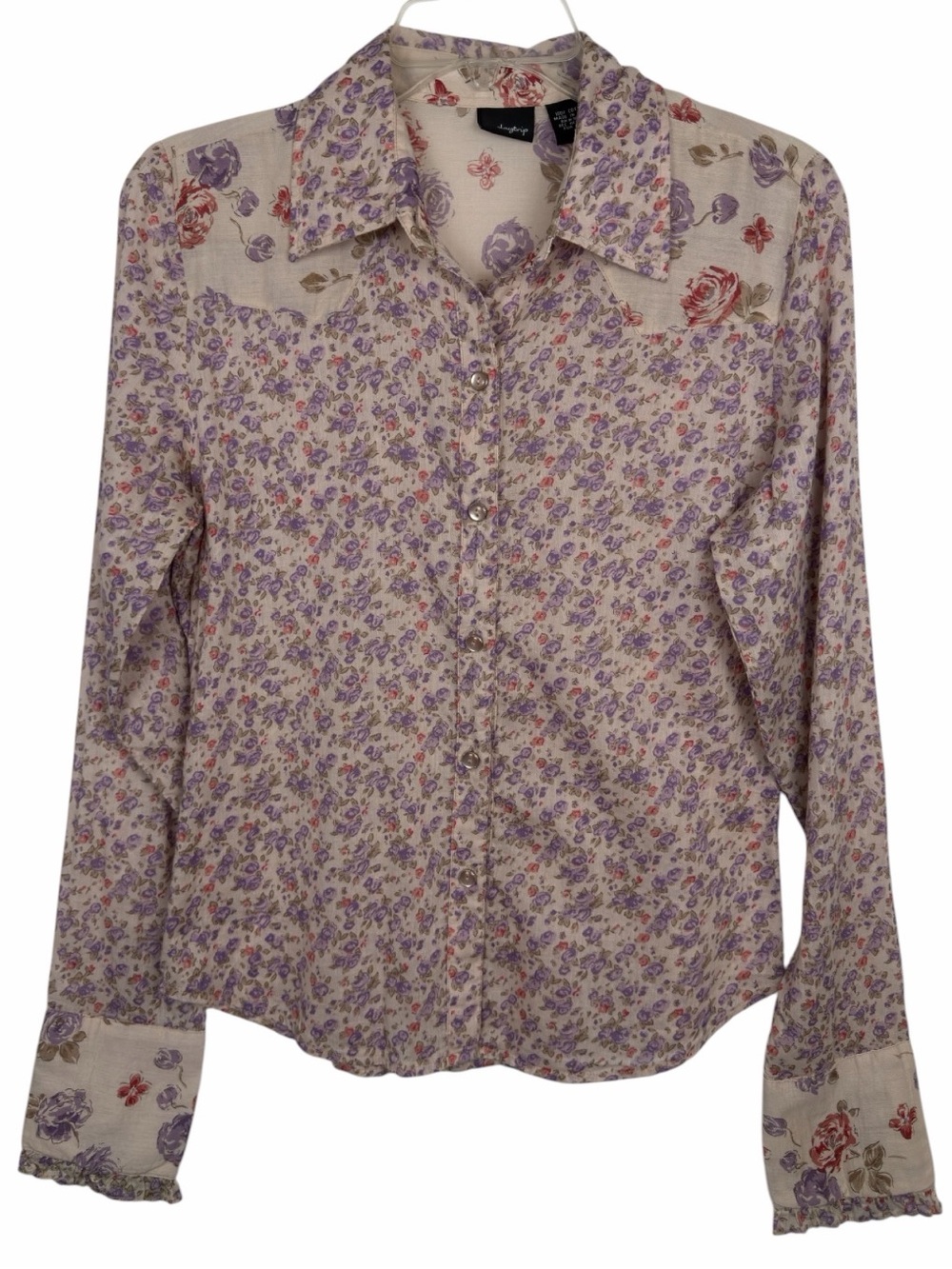 Daytrip Women’s Vintage Floral Western-Style Long Sleeve Button-Down Shirt. Med.